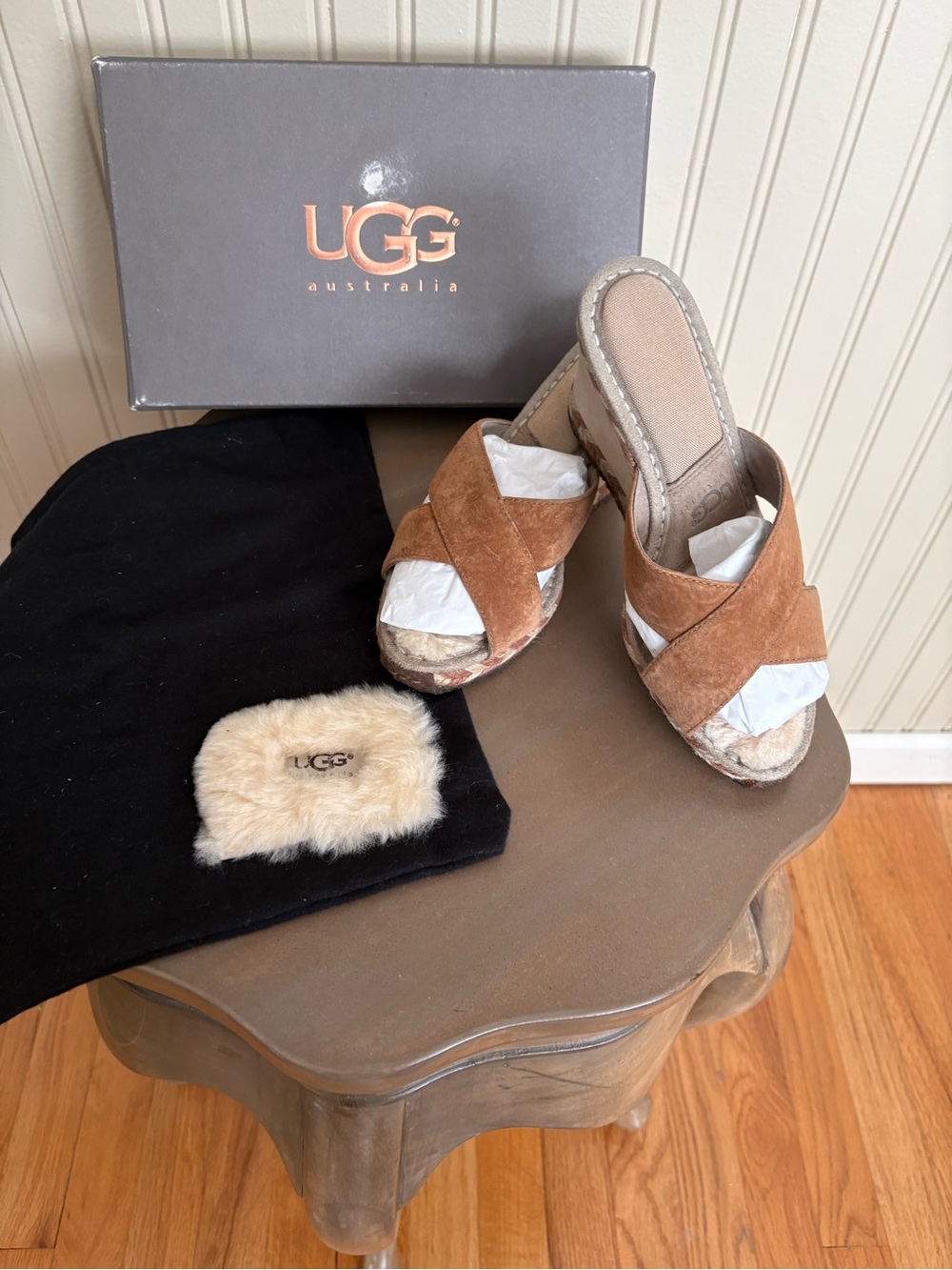 UGG Women's Chestnut Suede Crisscross Slide Mules